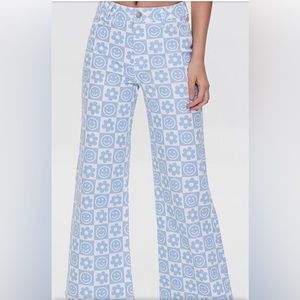 NWT Forever 21 Checkered Happy Face Jeans.